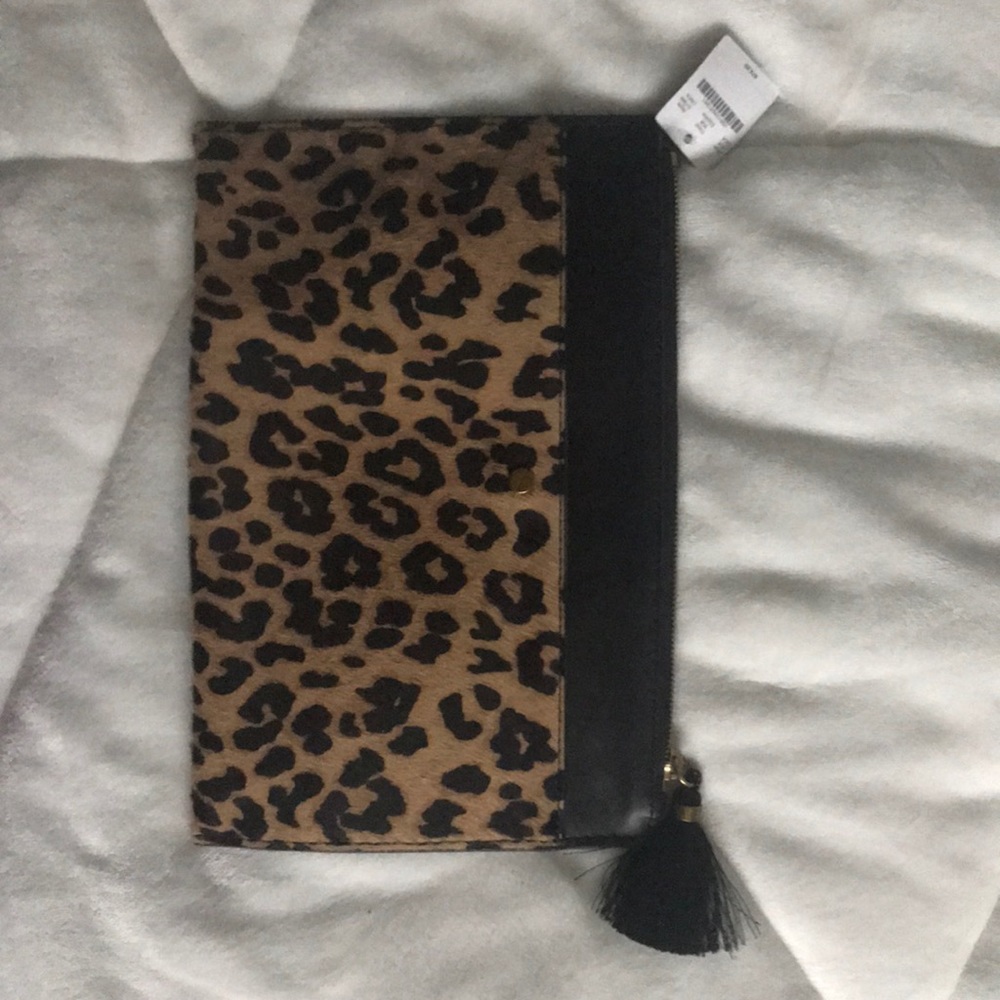 J. Crew leopard calf hair clutch- NWT!